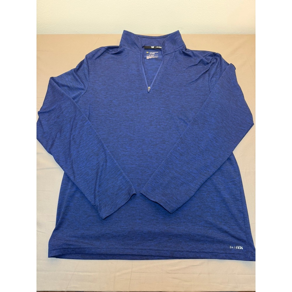 Tek Gear DryTek Mens Blue Heather Space Dye 1/4 Zip Pullover Top Size Small